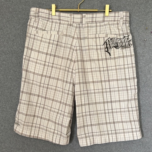 Billabong Men's Plaid Shorts - Cream and Brown Pants - Picture 2 of 7